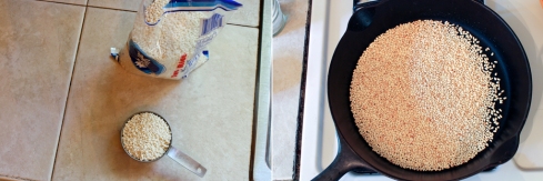 measuring toasting sticky rice